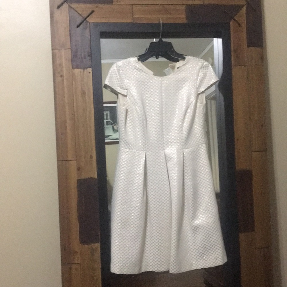 Vince Camuto Beige and Gold Pocket dress